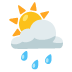 zon achter regenwolk
