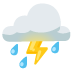 wolk met bliksem en regen
